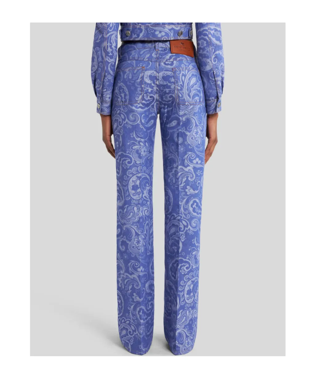 Etro Paisley-Jacquard Logo Patch Jeans