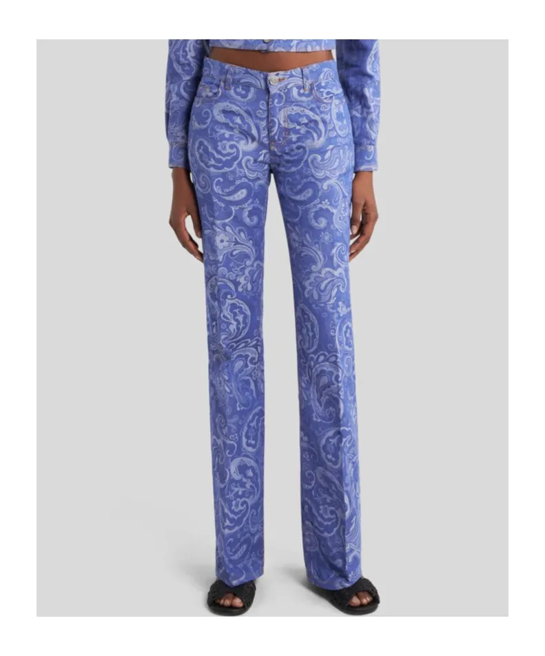 Etro Paisley-Jacquard Logo Patch Jeans