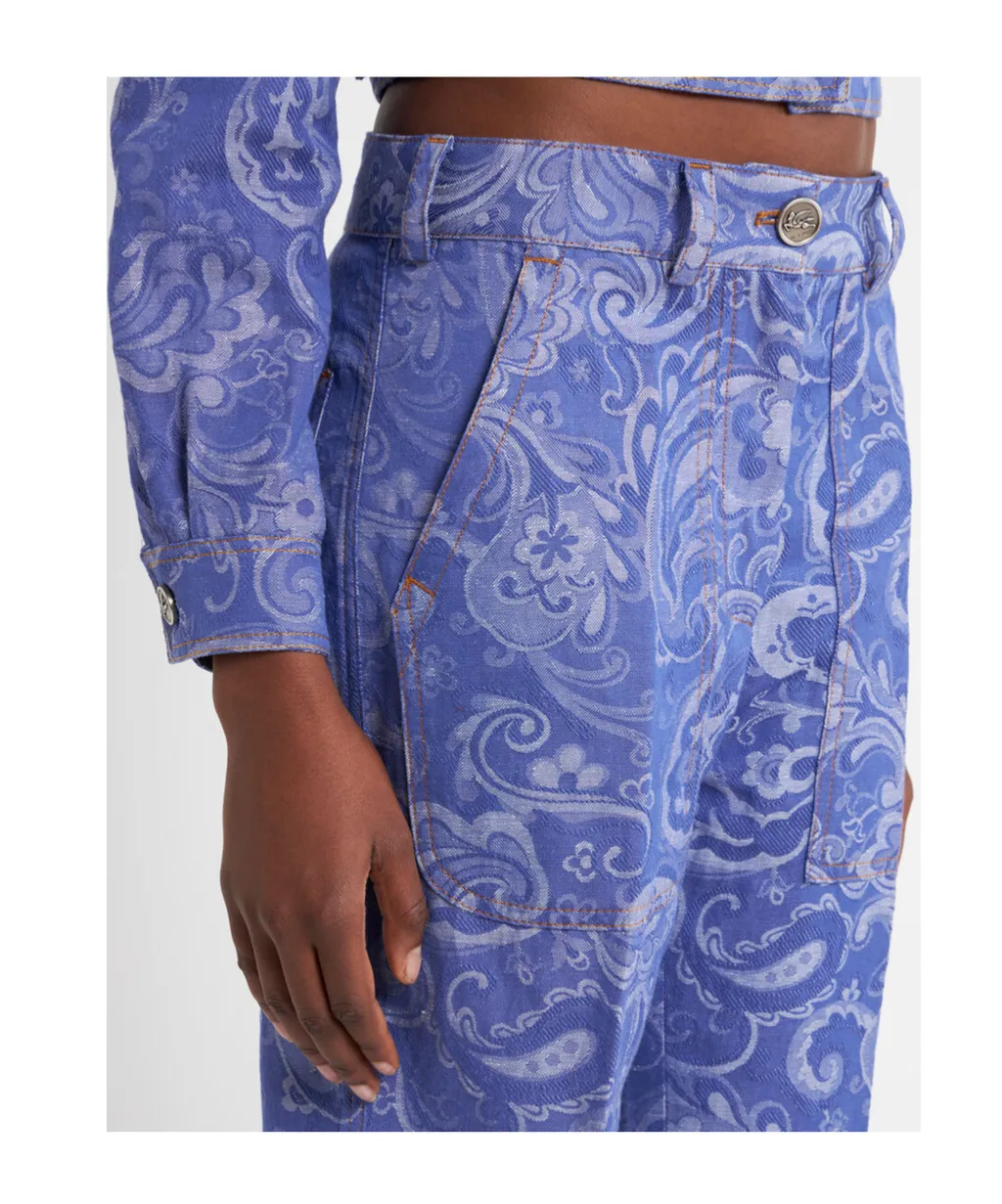 Etro Paisley-Jacquard Logo Patch Jeans