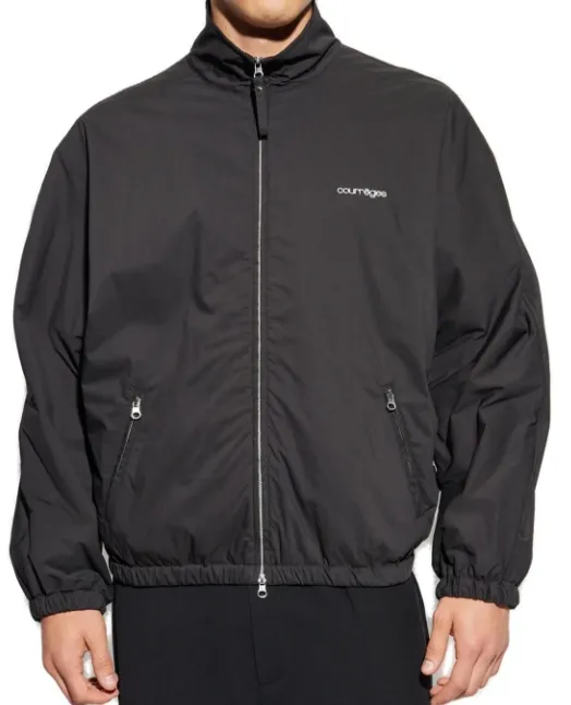 CourrÈGes Logo Embroidered Zipped Jacket