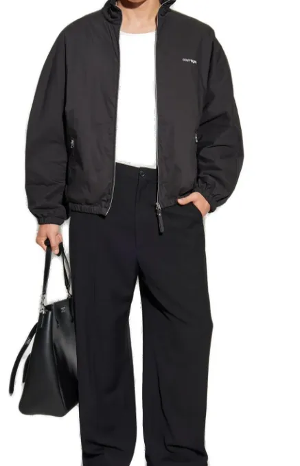CourrÈGes Logo Embroidered Zipped Jacket