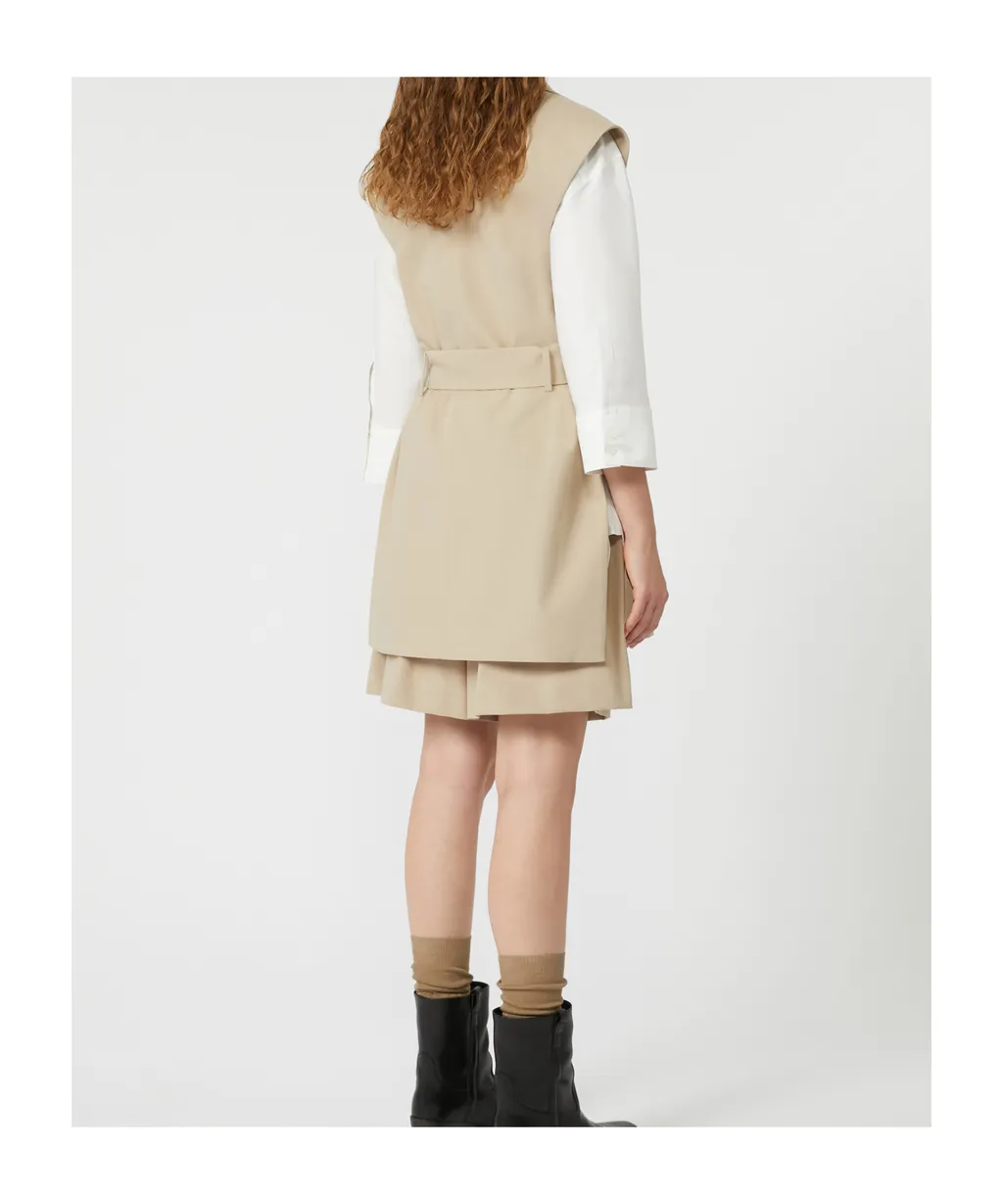 Sleeveless Cotton Crepe Blazer