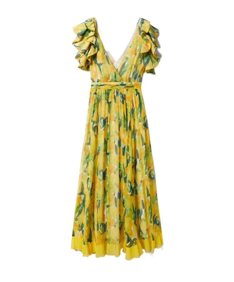 Ruffled Floral-Print Dress