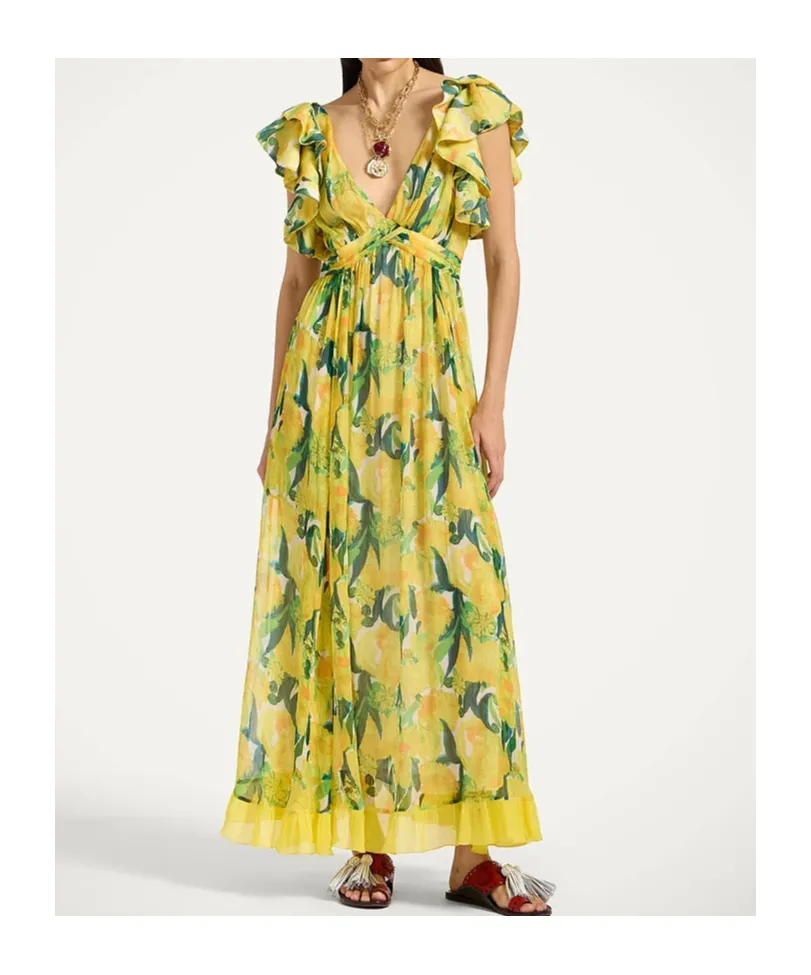 Ruffled Floral-Print Dress