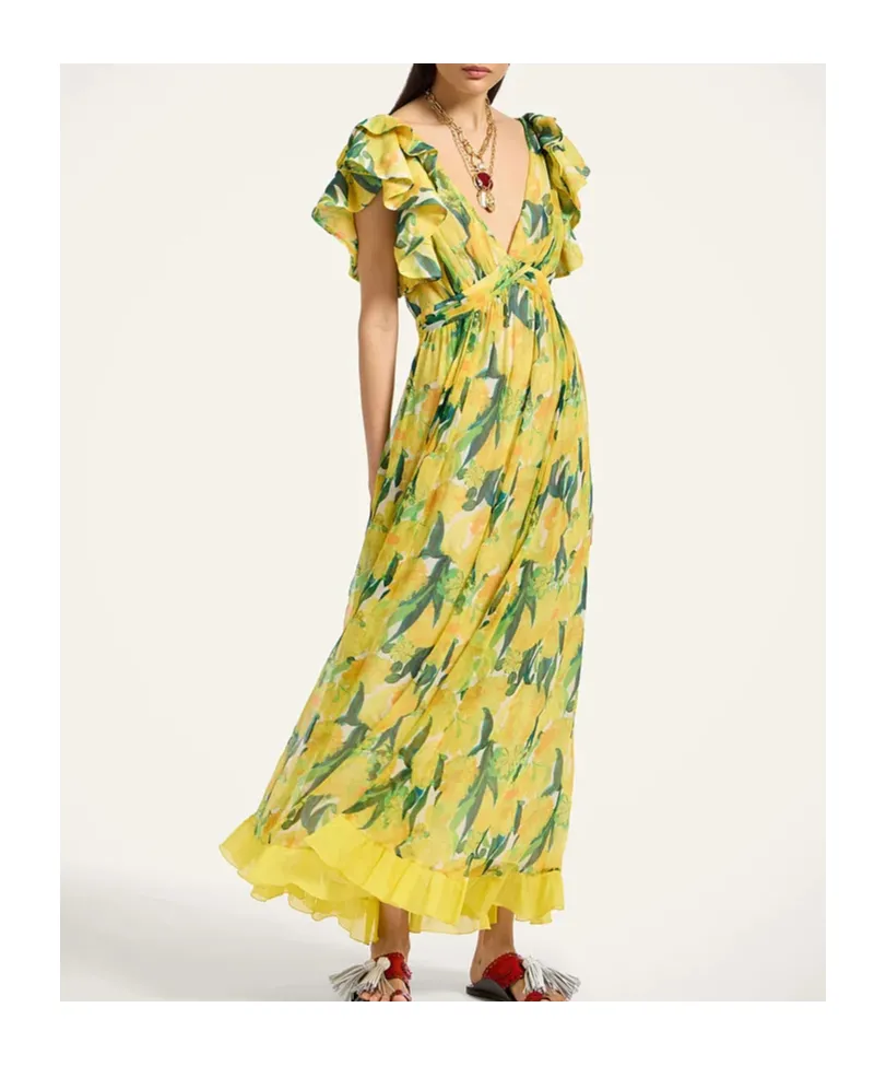 Ruffled Floral-Print Dress