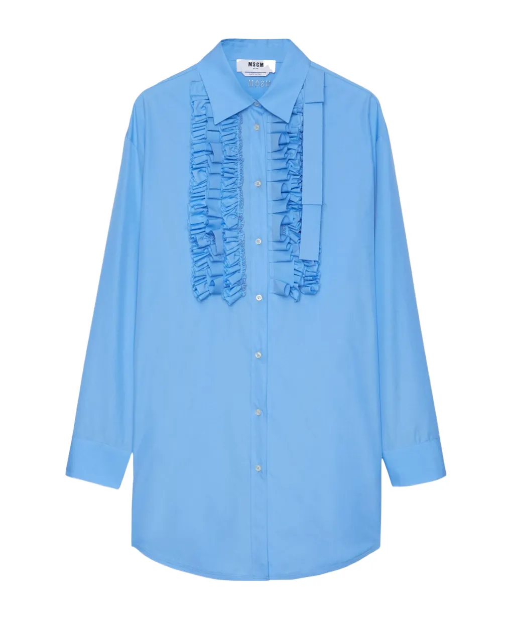 Msgm Ruffled Curved Hem Mini Dress