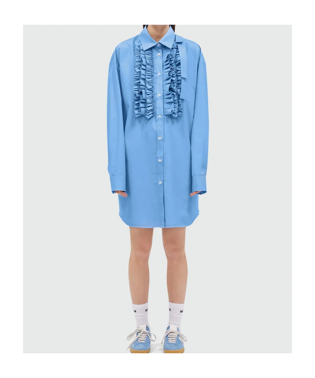 Msgm Ruffled Curved Hem Mini Dress
