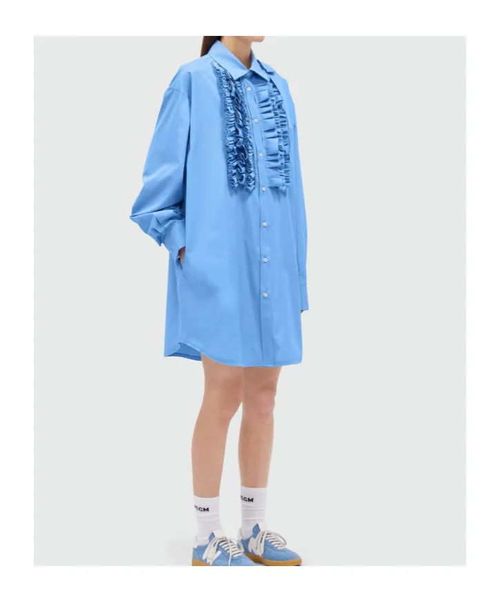 Msgm Ruffled Curved Hem Mini Dress