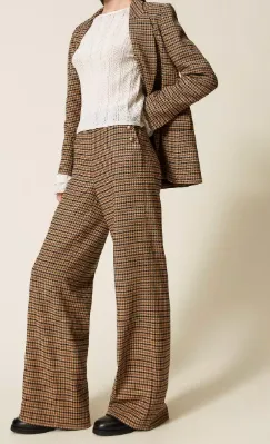 Twinset Checked Wide-Leg Pants
