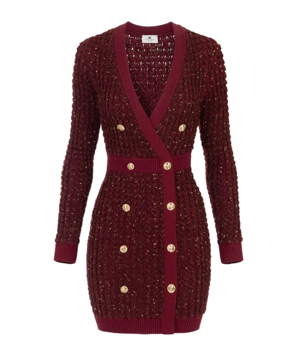 Elisabetta Franchi Sequinned Boucle Knitted Dress