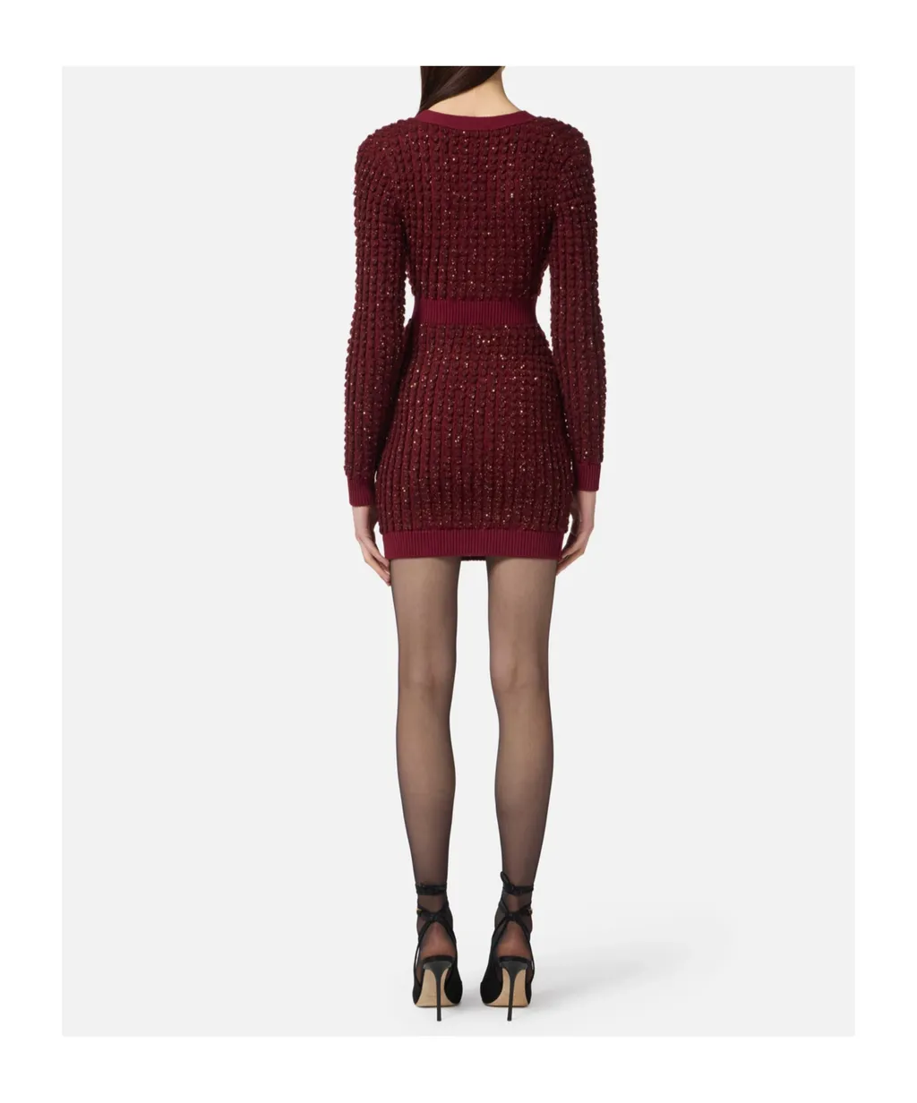 Elisabetta Franchi Sequinned Boucle Knitted Dress