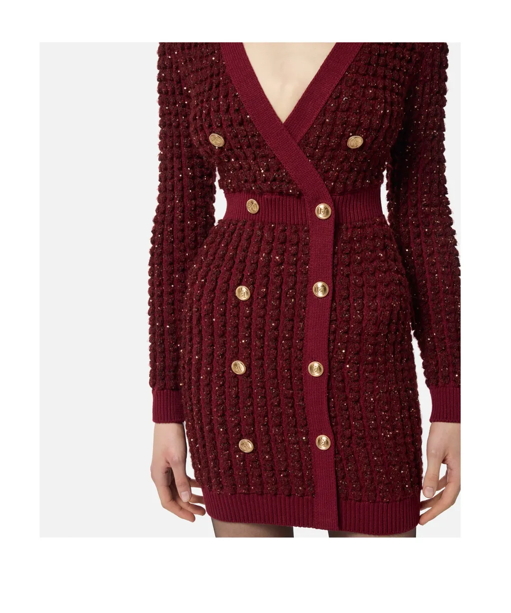 Elisabetta Franchi Sequinned Boucle Knitted Dress