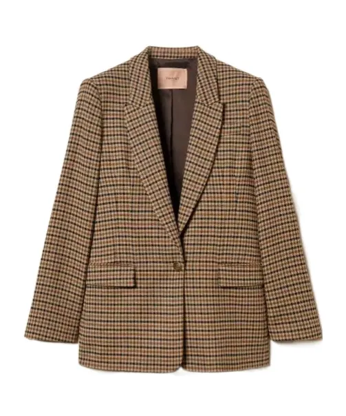 Checked-Print Single-Breasted Blazer