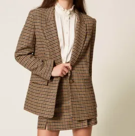 Checked-Print Single-Breasted Blazer