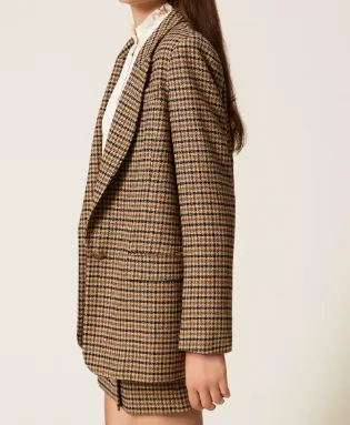 Checked-Print Single-Breasted Blazer