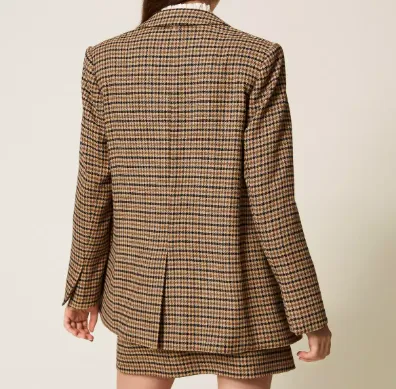 Checked-Print Single-Breasted Blazer