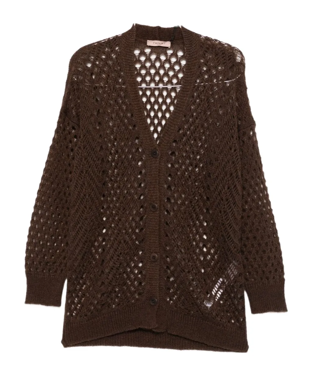 Twinset Open-Knit V-Neck Cardigan