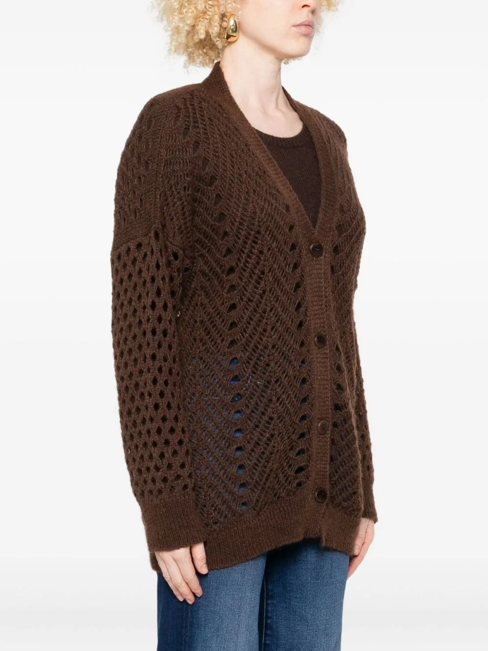 Twinset Open-Knit V-Neck Cardigan