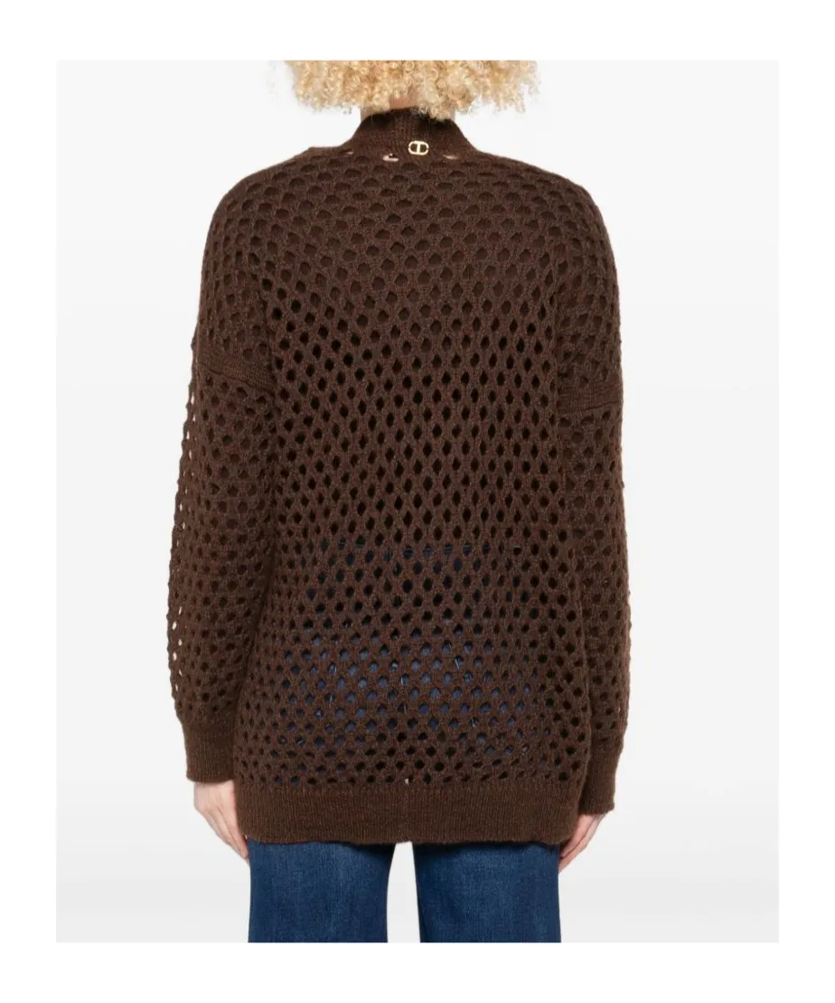 Twinset Open-Knit V-Neck Cardigan