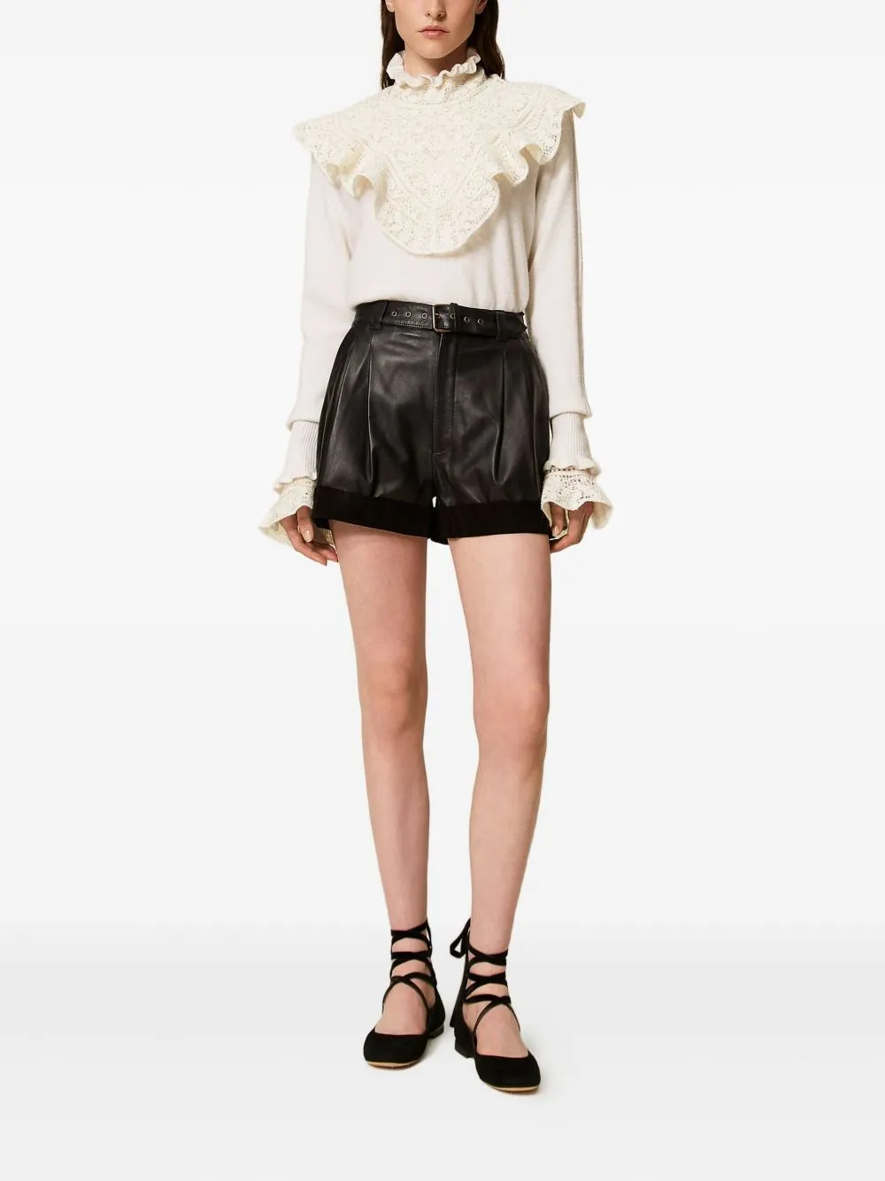 Lace-Trimmed Ruffled Jumper