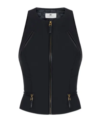 Elisabetta Franchi Zip Detailed Double-Layer CrÊPe Top