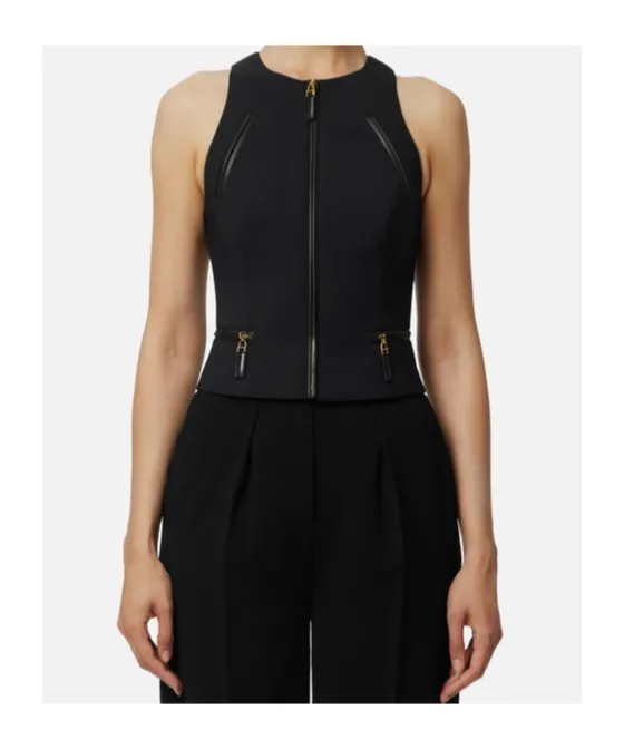 Elisabetta Franchi Zip Detailed Double-Layer CrÊPe Top