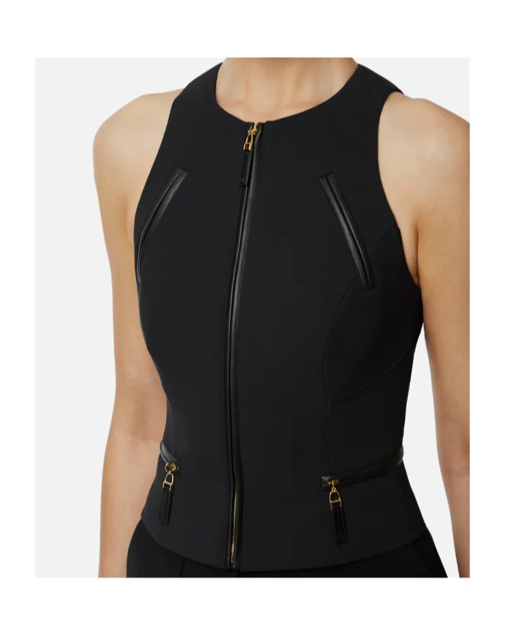 Elisabetta Franchi Zip Detailed Double-Layer CrÊPe Top