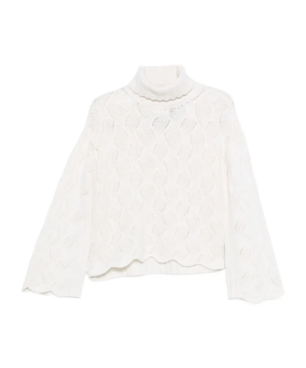 Twinset High Neck Scalloped Hem Jumper