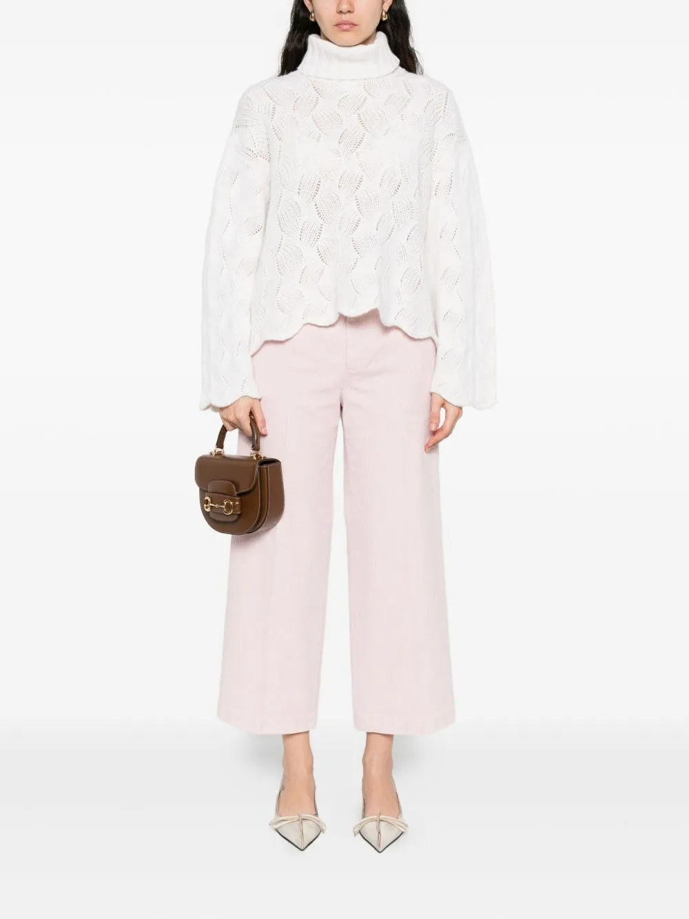 Twinset High Neck Scalloped Hem Jumper