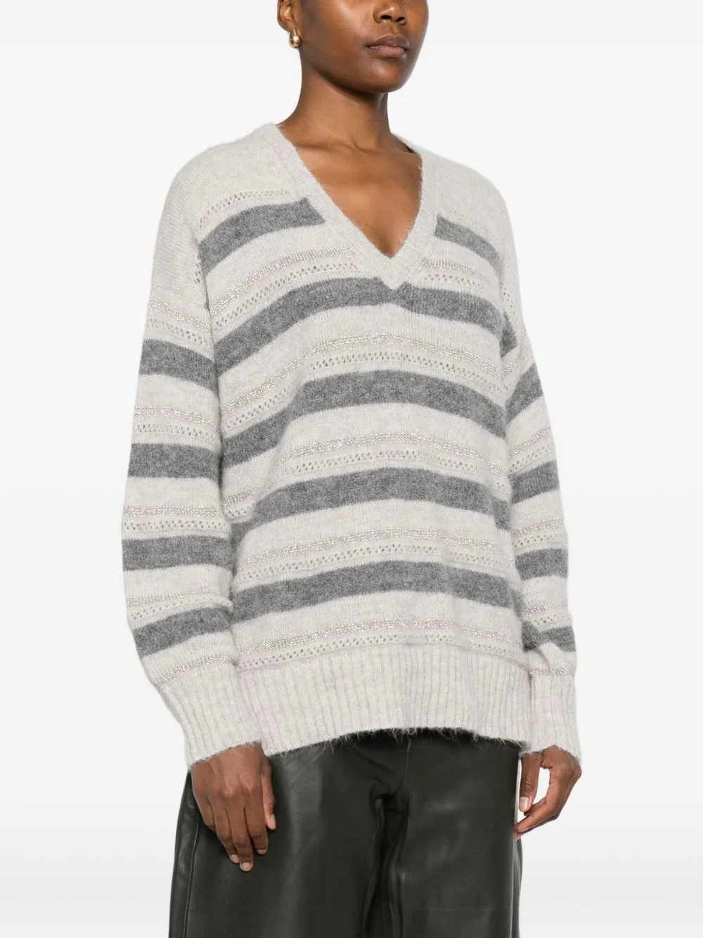 Twinset Striped V-Neck Jumper
