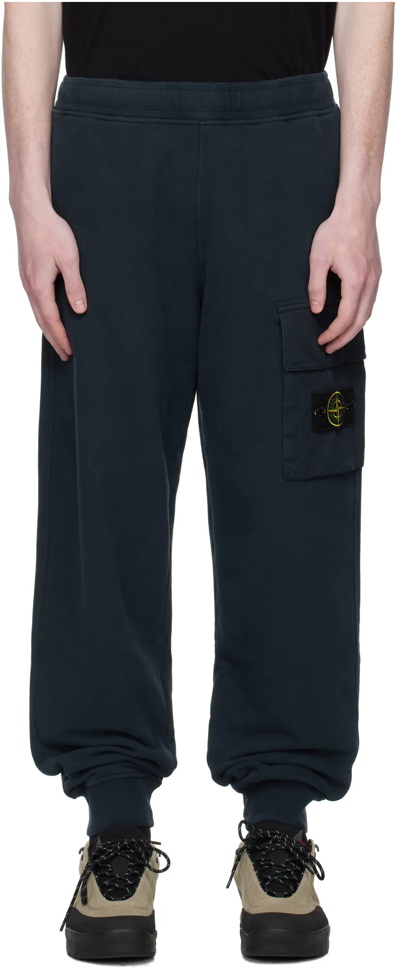 Stone Island Logo Patch Cuffed Hem Track Pants