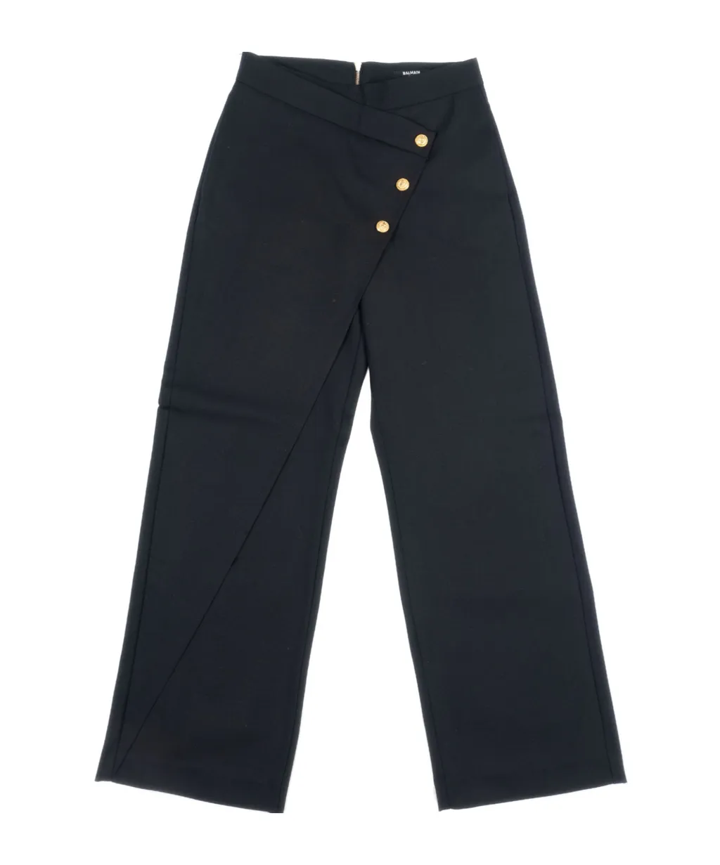 Balmain Kids Button Detailed High Waist Trousers