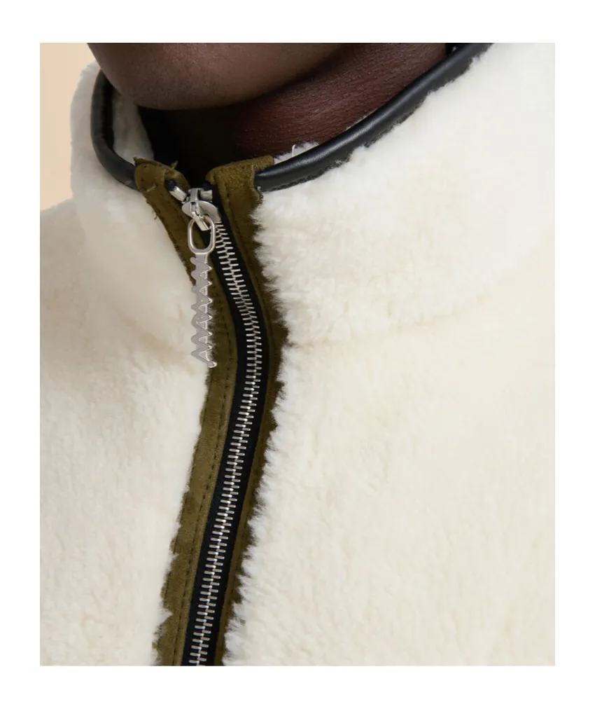 Marni Leather Piping Shearling Jacket