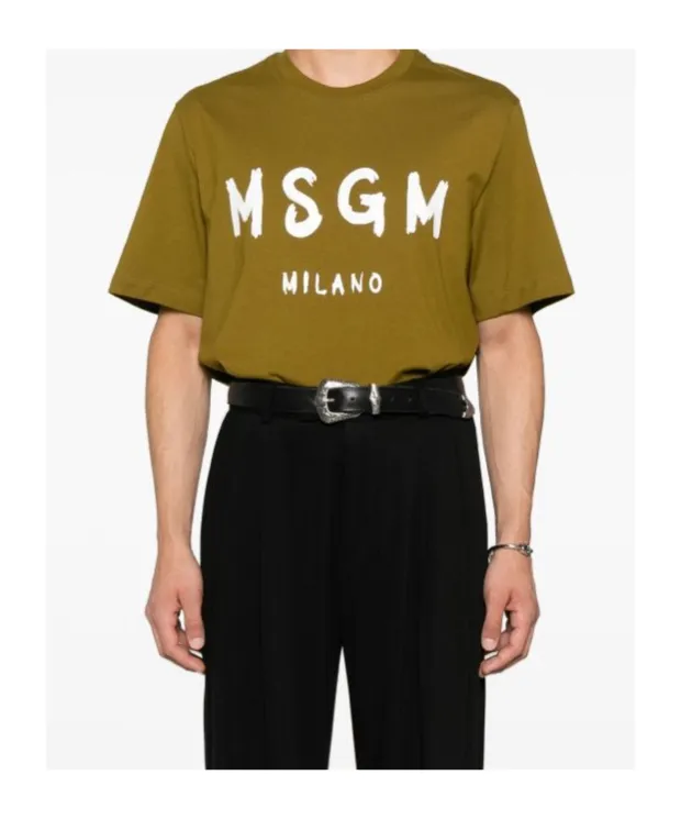 Msgm Logo Printed Crewneck T-Shirt