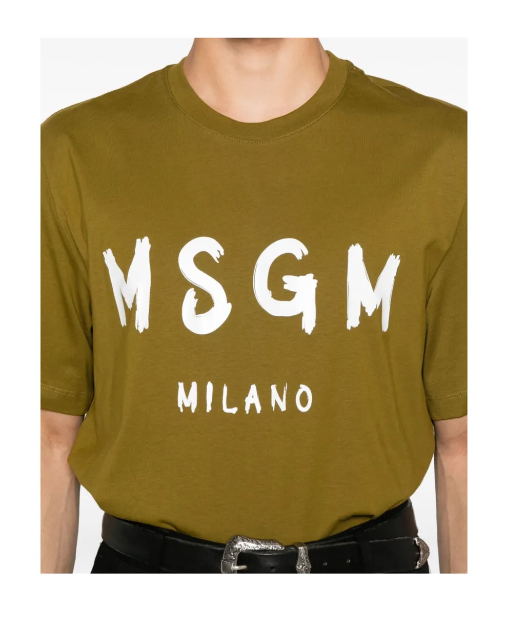 Msgm Logo Printed Crewneck T-Shirt