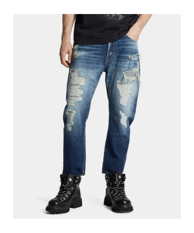 Distressed Tapered Jeans