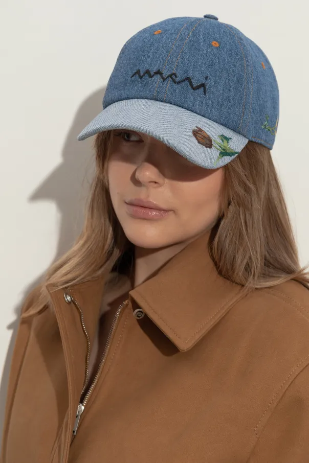 Marni Logo Embroidered Denim Baseball Cap