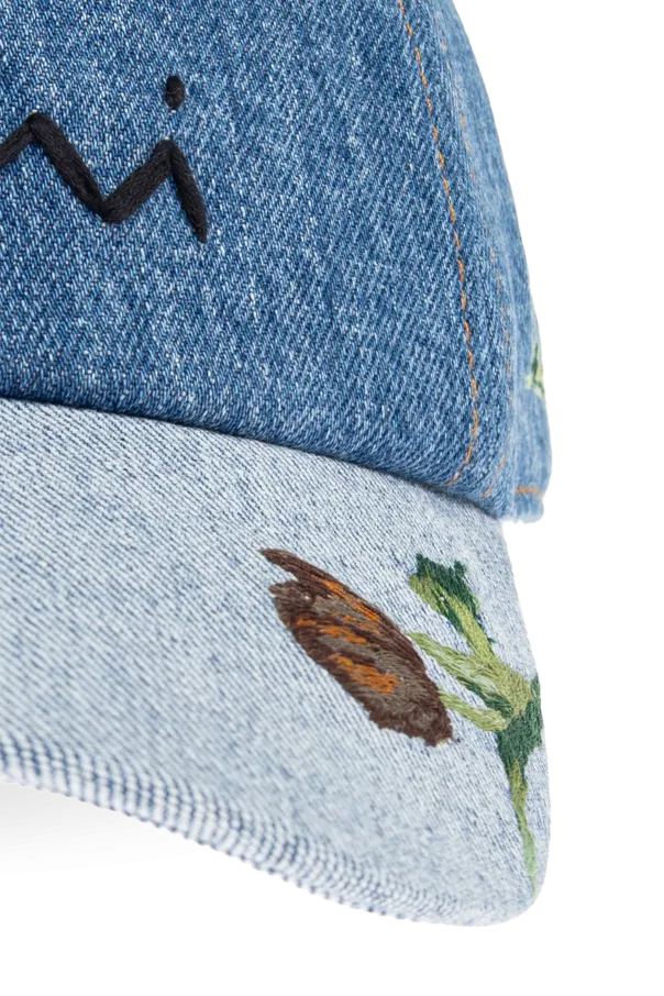 Marni Logo Embroidered Denim Baseball Cap