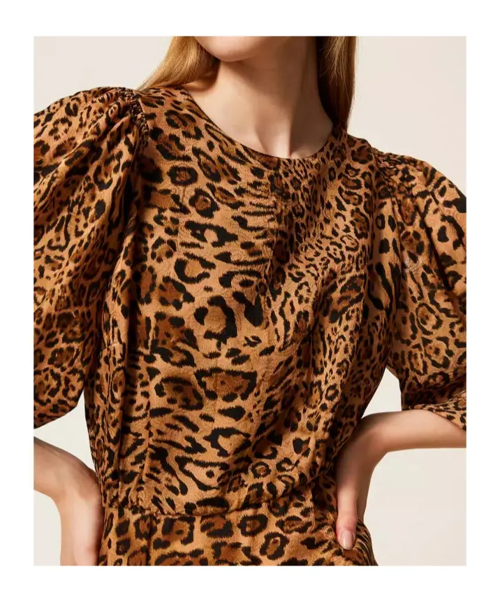 Leopard-Print Puff-Sleeve Mini Dress
