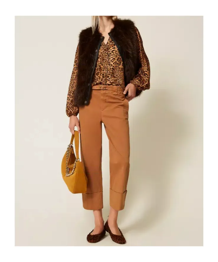 Leopard-Print Mock-Neck Shirt