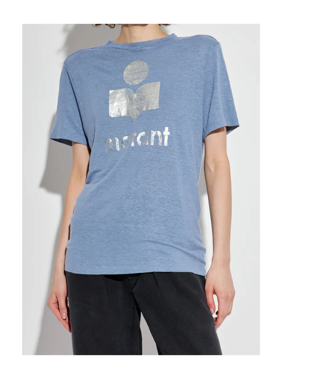 Metallic-Logo Linen T-Shirt