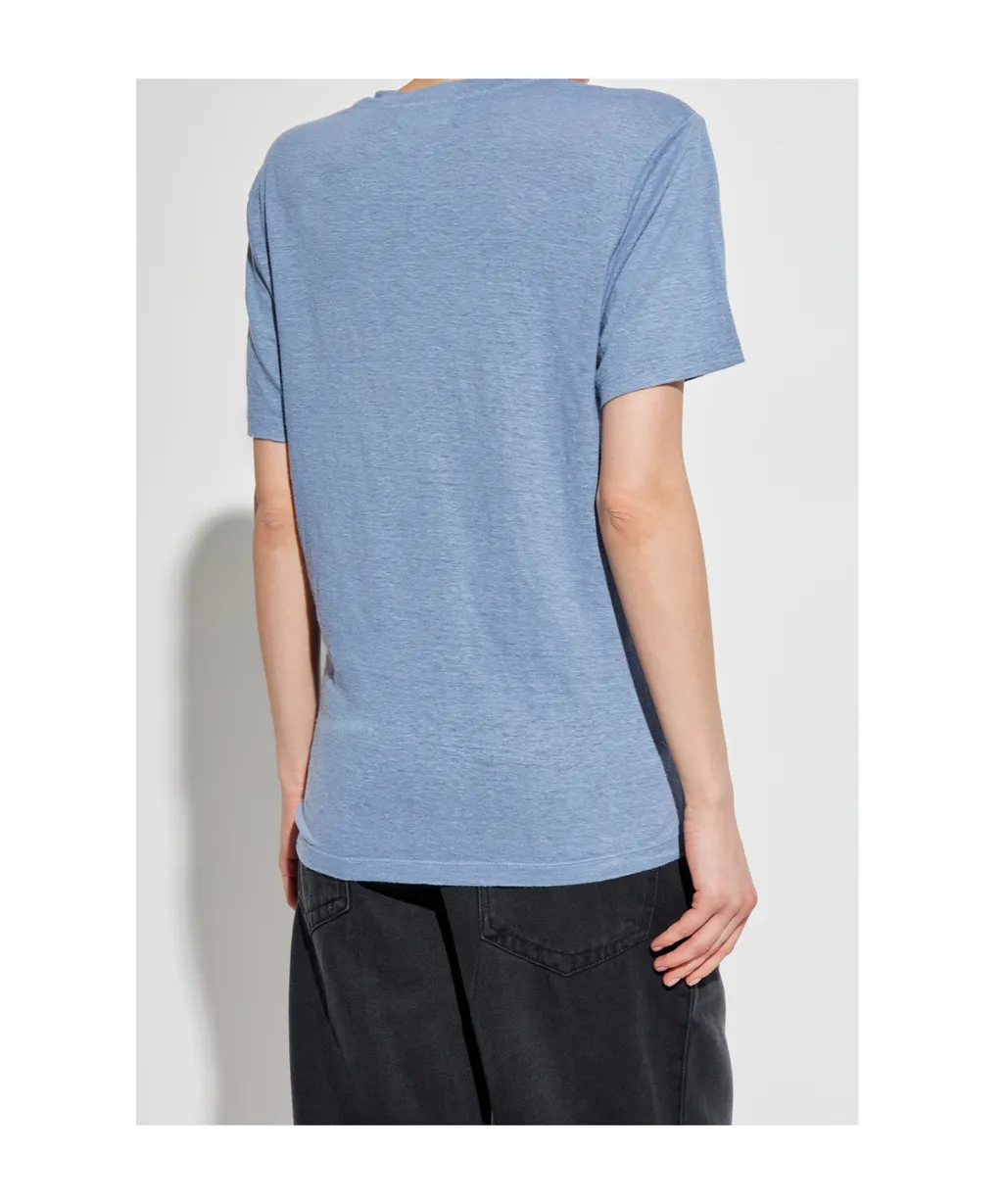 Metallic-Logo Linen T-Shirt