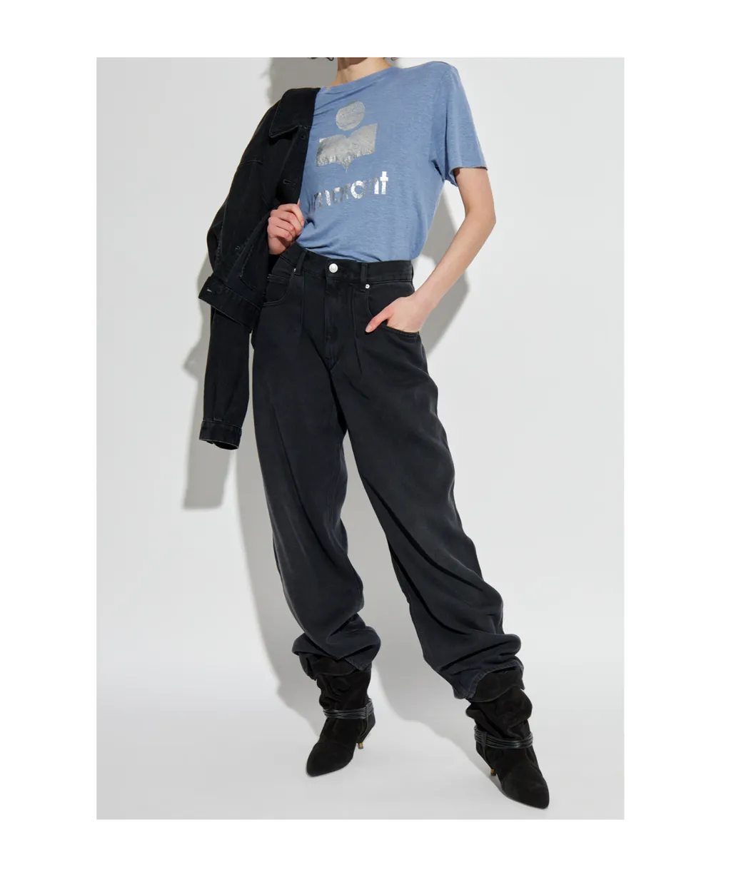 Metallic-Logo Linen T-Shirt