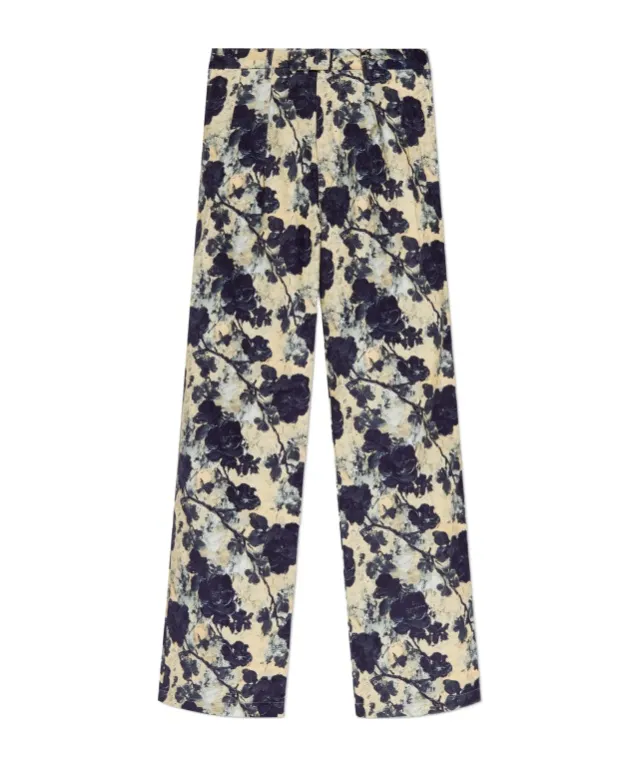 Floral-Print Pleated Trousers
