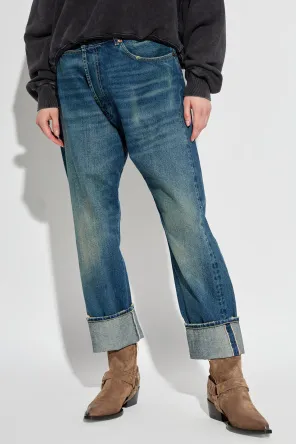 Cross-Waistband Jeans