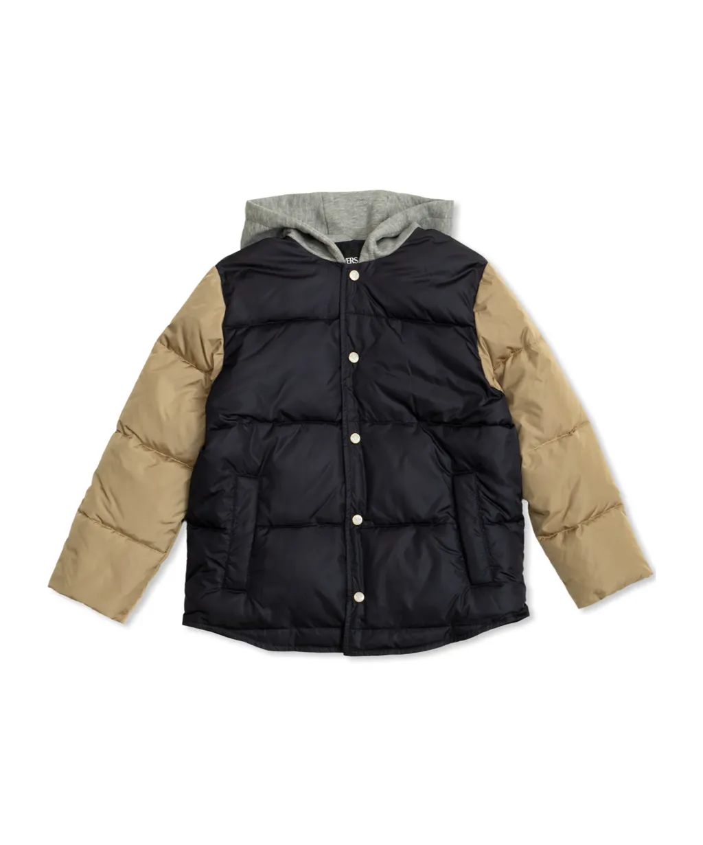 Versace Kids Insulated Button-Up Hooded Jacket