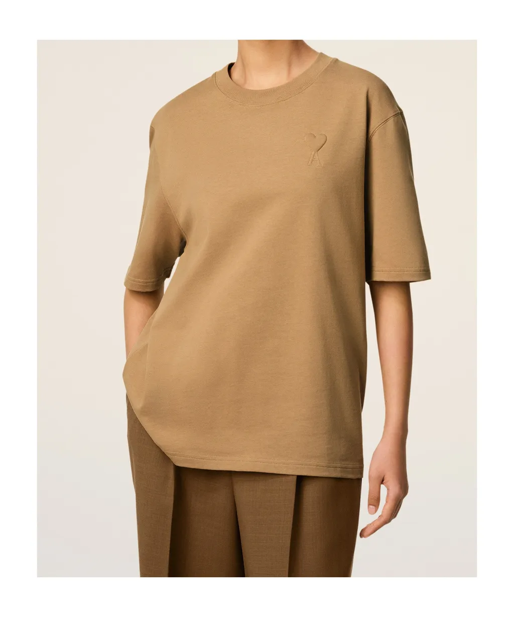 Brown Cotton Ami De Coeur Cosy Fit T-Shirt