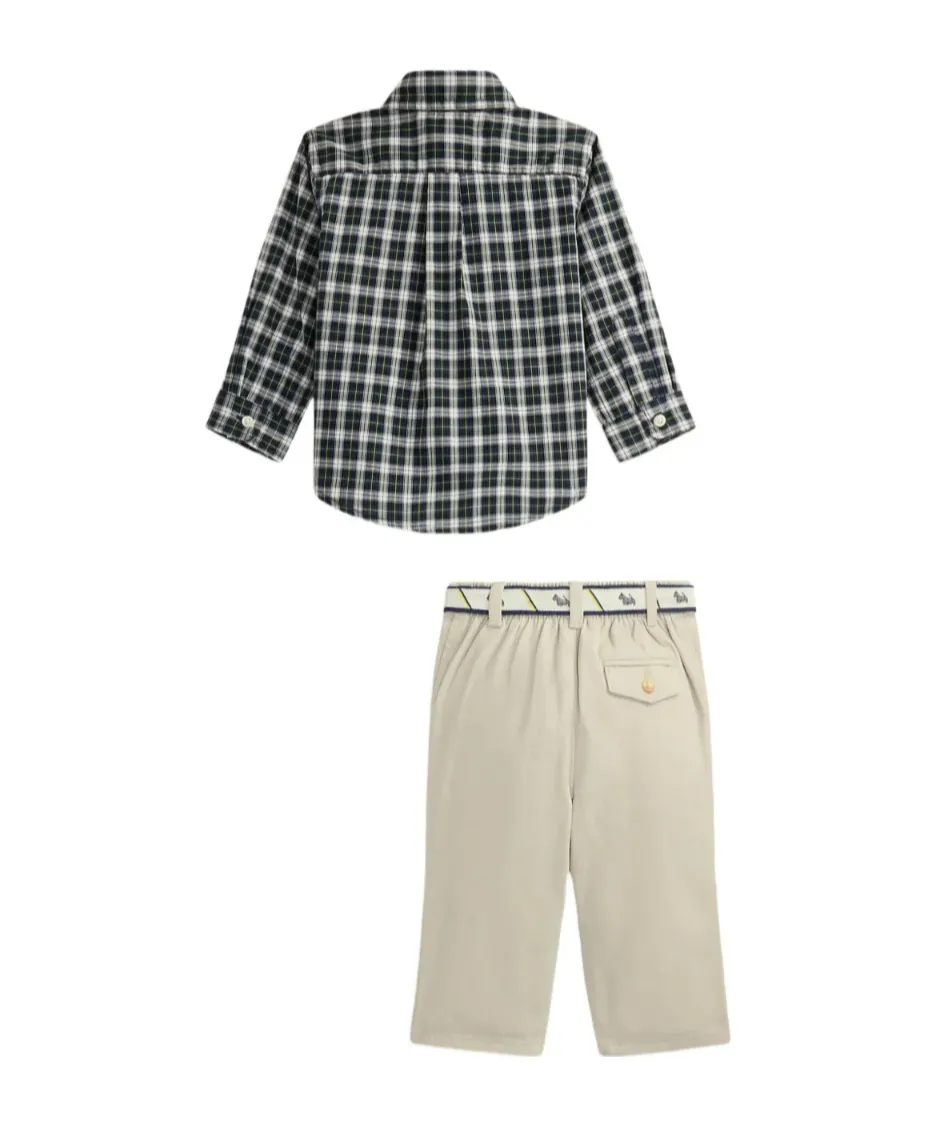 Plaid-Pattern Shirt Pant Set