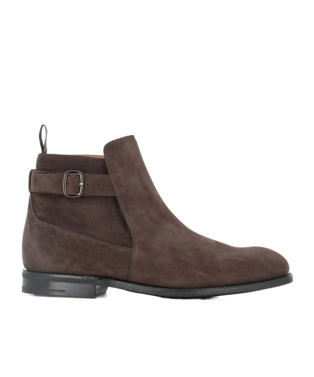 Buckle-Strap Suede Boots