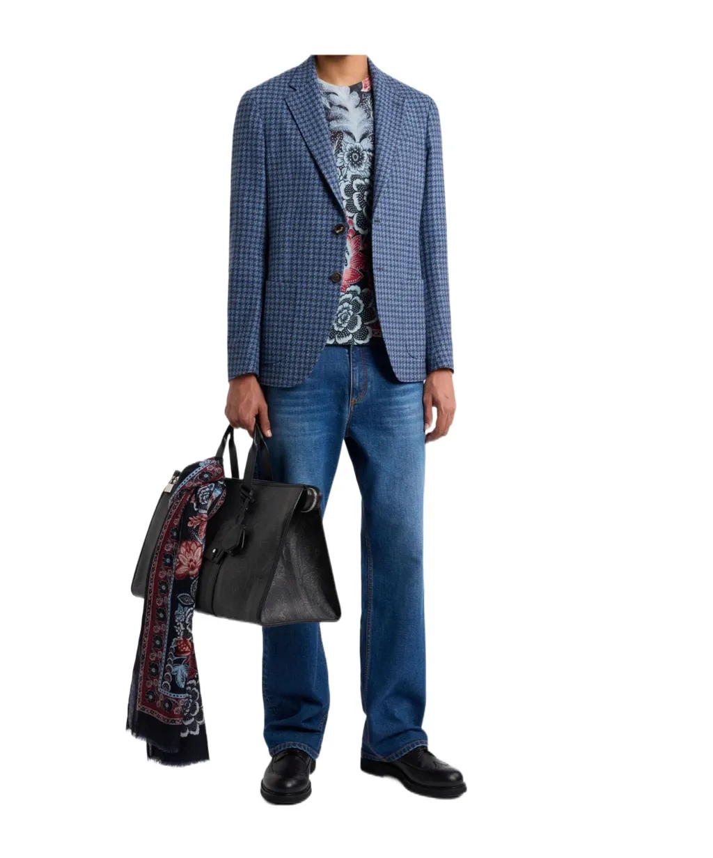 Wool-Blend Houndstooth Jacket